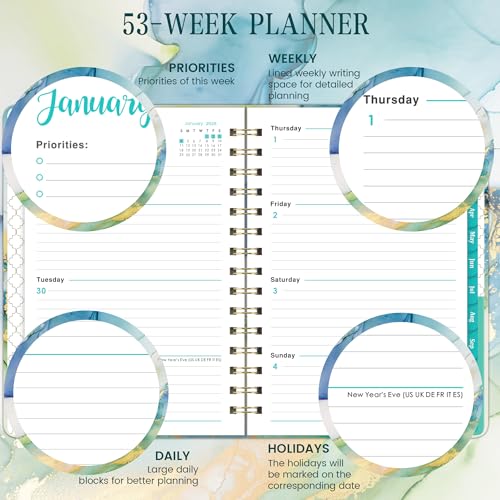 Journaltastic 2026 Planner - Plannner 2026, JAN 2026 - DEC 2026, 2026 Planner Weekly and Monthly, Calendar Planner, 6.3" x 8.4", Tabs, Hardcover, Back Pocket - Image 4
