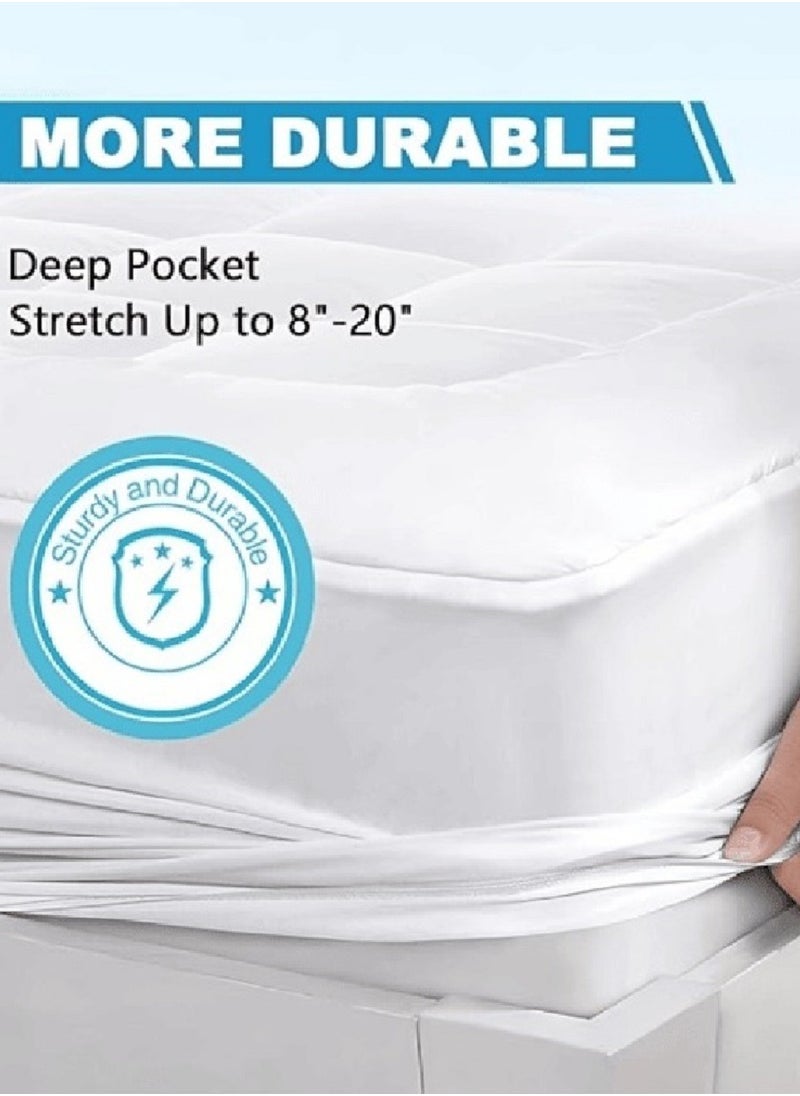 Couples Comfort 4-Piece Set – Includes 2 Luxurious Stripe Pillows 75 x 50cm for Ultimate Relaxation, 1 Mattress Topper 150 x 200cm for Plush Support, and 1 Decorative Lamp to Add Elegance to Your Bedroom – Perfect Bedding Essentials Set for Couples
