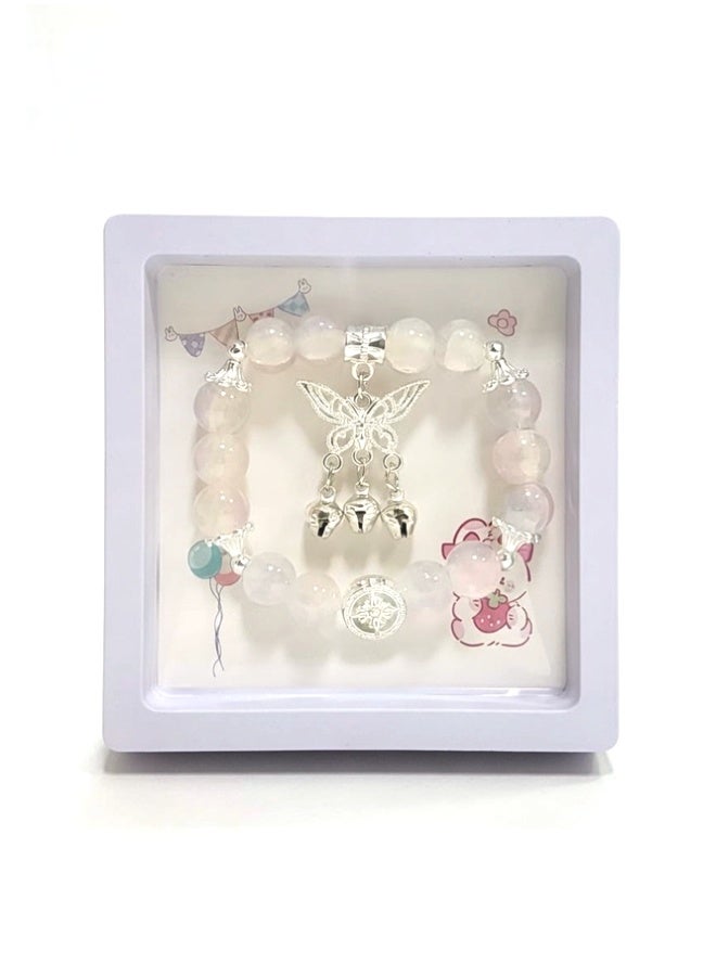Crazy Boss 4-Piece Butterfly & Bell Charm Bead Bracelet Set – Cute Aesthetic Jewelry for Girls & Teens – Pastel Stackable Bracelets in 3D Floating Gift Boxes (Pink, Red, Purple, White) - Image 5