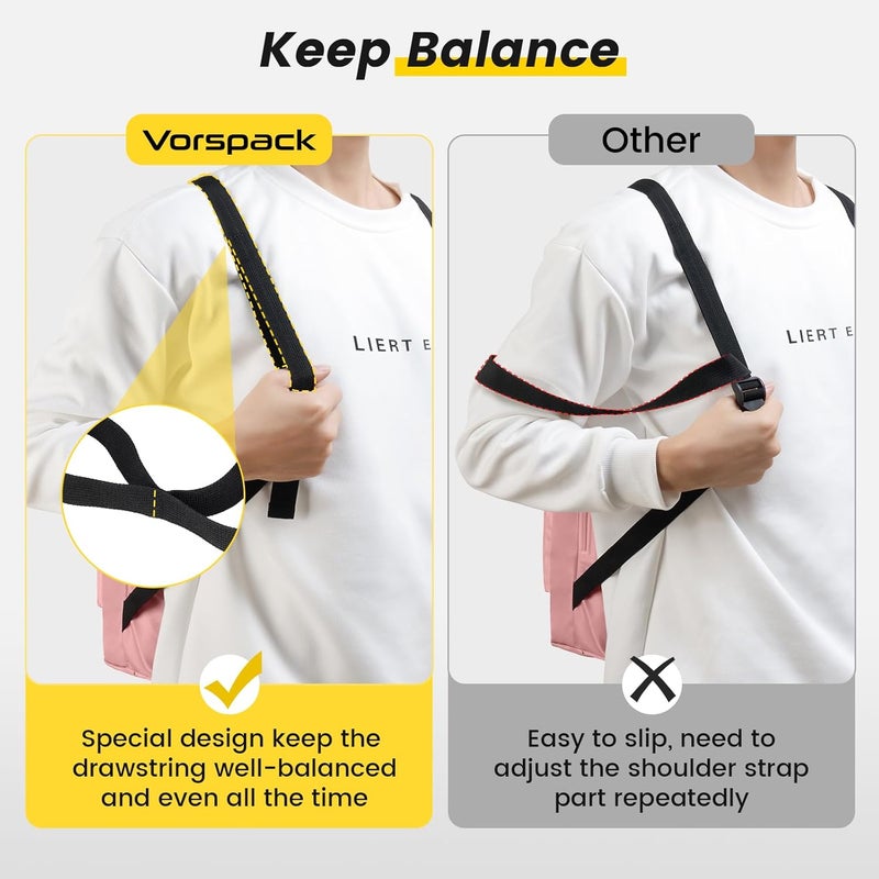 Vorspack Drawstring Backpack Water Resistant String Bag Sports Gym Sack with Side Pocket for Men Women - Image 5