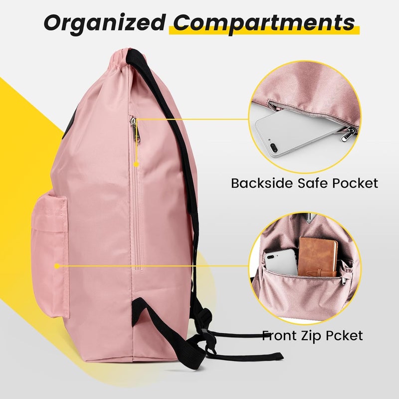 Vorspack Drawstring Backpack Water Resistant String Bag Sports Gym Sack with Side Pocket for Men Women - Image 4