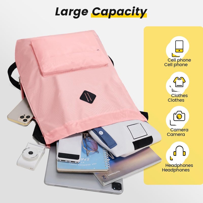 Vorspack Drawstring Backpack Water Resistant String Bag Sports Gym Sack with Side Pocket for Men Women - Image 3