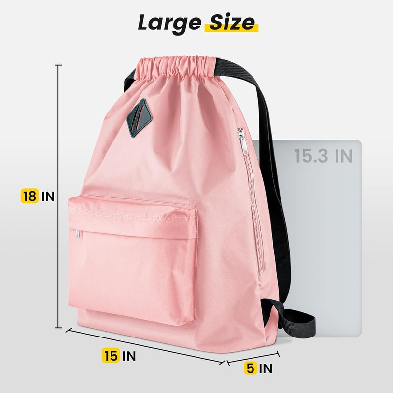 Vorspack Drawstring Backpack Water Resistant String Bag Sports Gym Sack with Side Pocket for Men Women - Image 2