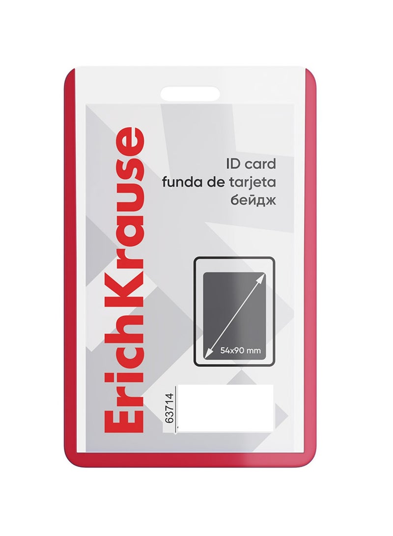 ErichKrause 5-Piece PVC ID Card Holder Vertical Red - Image 2