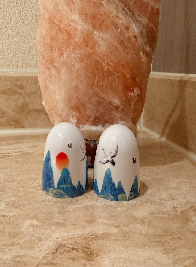 Beaspecal 2Pcs Toilet Bolt Cap with Cranes Mountain Pattern, Crane Good Fortune symbol Toilet Bowl Bolts Covers for Bathroom Decoration 2Pcs Toilet Parts-4Pcs/Pack - Image 4