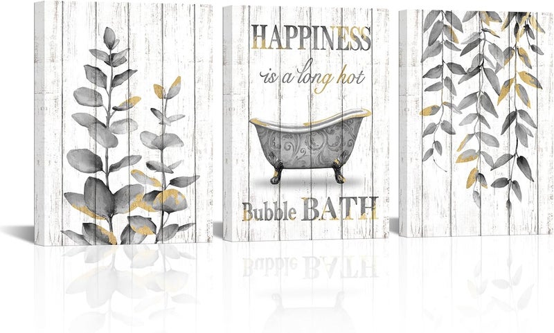 RnnJoile Grey Bathroom Decor Wall Art Set - Image 1