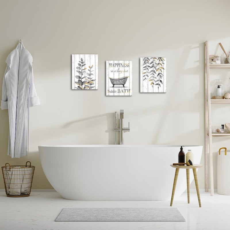 RnnJoile Grey Bathroom Decor Wall Art Set - Image 3
