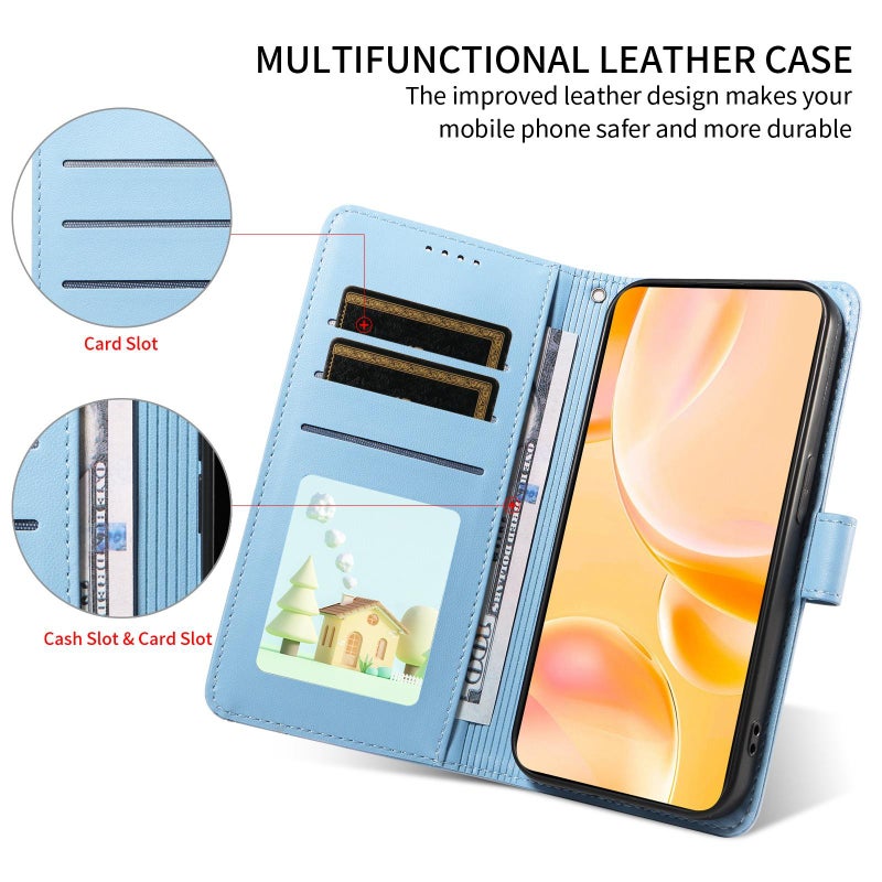 erorex For vivo Y78 5G Global / V29 Lite Embossed  Dog RFID Blocking Wallet Leather Phone Case(Sky Blue) - Image 4