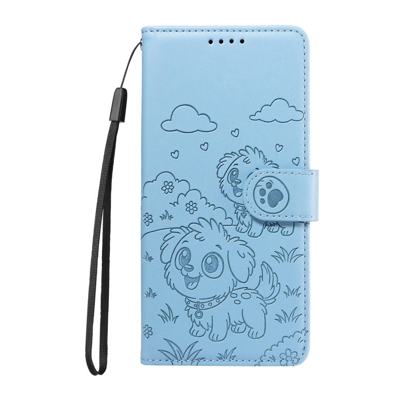 erorex For vivo Y78 5G Global / V29 Lite Embossed  Dog RFID Blocking Wallet Leather Phone Case(Sky Blue) - Image 2