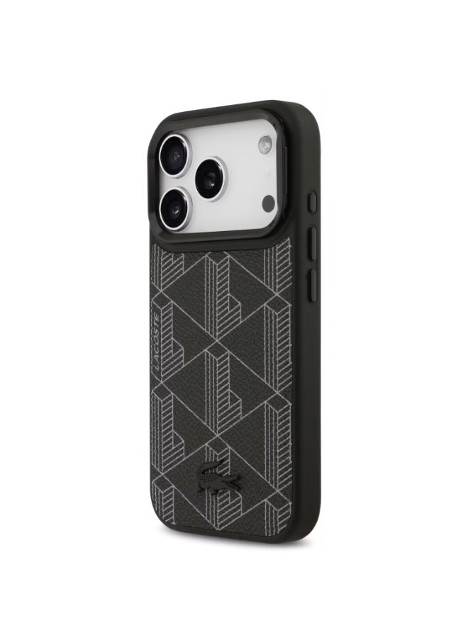 لاكوست جراب لاكوست ماج سيف من جلد البولي يوريثان مع شعار نوموجرام وحامل كاميرا لهاتف آيفون 17 برو ماكس، تصميم رفيع، تغليف مستدام، حماية من السقوط، تصميم سهل التركيب - أسود - Image 4