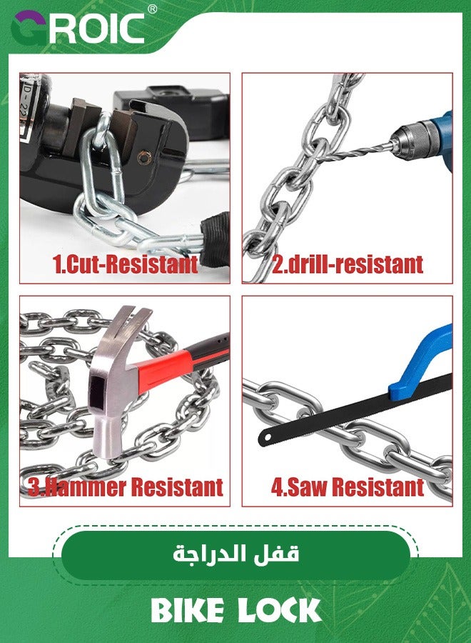 GROIC 0.9m Bike Chain Lock, 5-Digit Resettable Combination Bike Lock Chain,0.9m Bicycle Locks Heavy Duty Anti-Theft Security Chain for Bike, Electric Bike,Bicycle Accessories - Image 5
