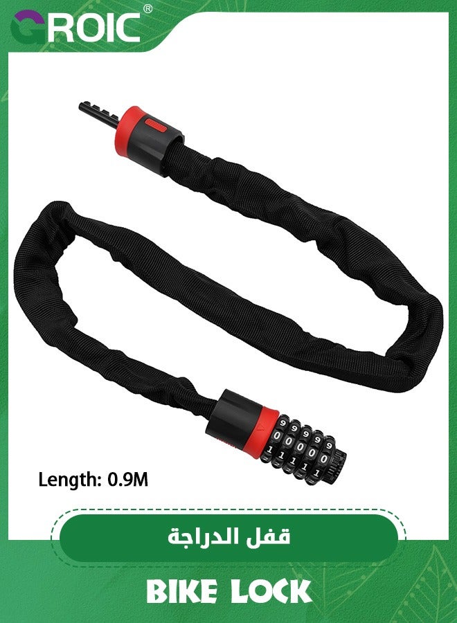GROIC 0.9m Bike Chain Lock, 5-Digit Resettable Combination Bike Lock Chain,0.9m Bicycle Locks Heavy Duty Anti-Theft Security Chain for Bike, Electric Bike,Bicycle Accessories - Image 3