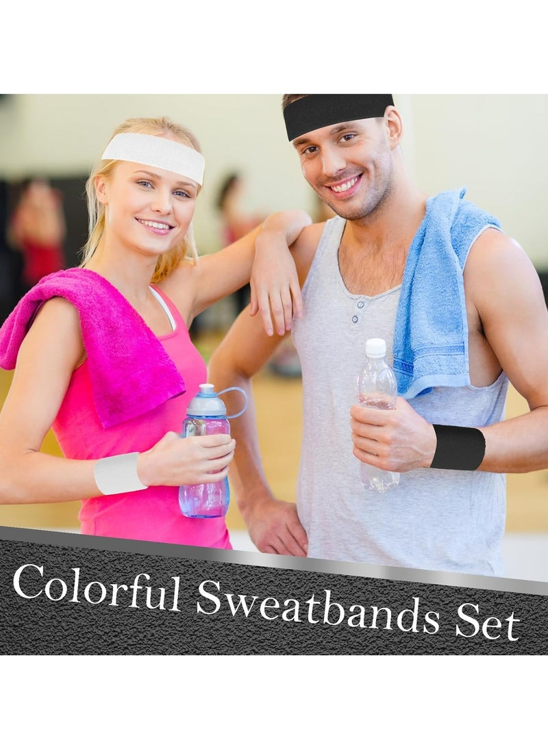 إسكدنيا طقم 6 قطع 2 طوق عرق ملون: عصابة رأس وأساور رياضية للرجال والنساء، مثالية لكرة السلة والتمارين الرياضية. - Image 5