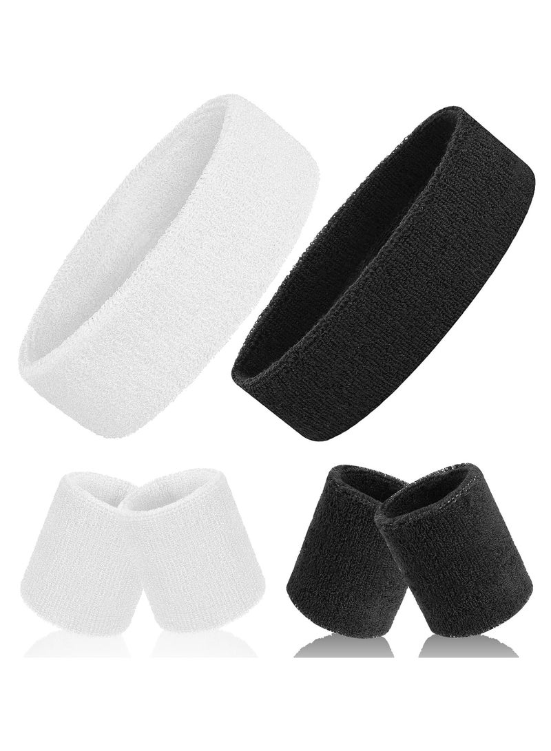 إسكدنيا طقم 6 قطع 2 طوق عرق ملون: عصابة رأس وأساور رياضية للرجال والنساء، مثالية لكرة السلة والتمارين الرياضية. - Image 1