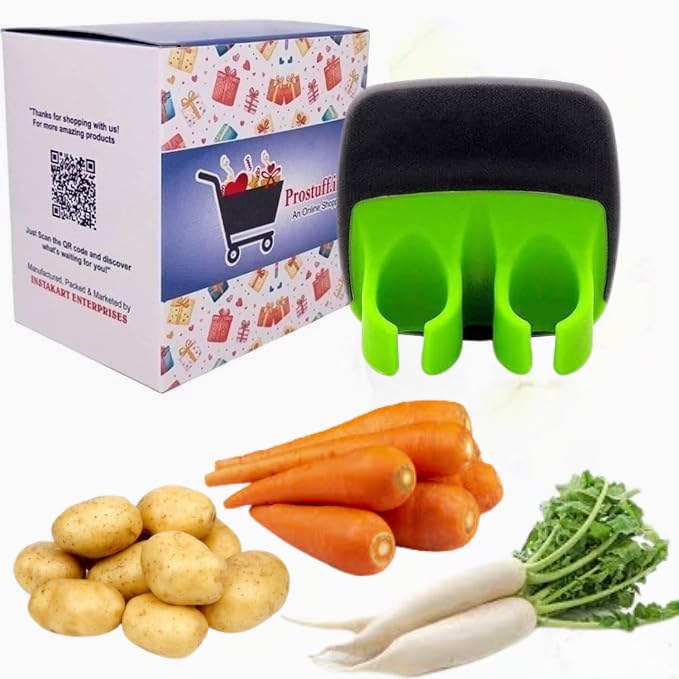 Prostuff.in® 1 Pcs Finger Grip Fruit Vegetable Peeler for Kitchen- Pumpkin, Cucumber, Carrot, Potato, Palm Peeler with Silicone Handle - Portable Sharp Blade Hand-Held Kitchen Tool Multicolor - Image 2