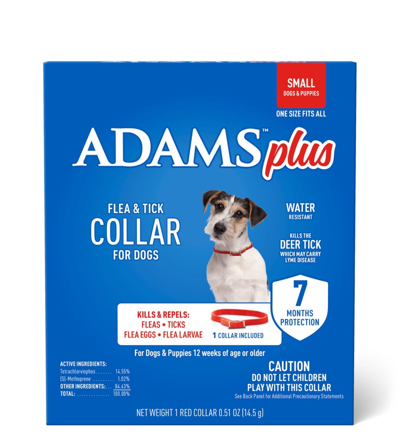 ADAMS Plus Flea & Tick Collar for Dogs, 7-Month Protection, Adjustable Collar Fits Small Dogs & Puppies, Kills Fleas & Ticks - Image 1
