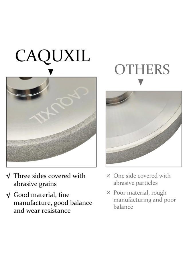 CAQUXIL CBN Grinding Wheel 8 inch, 1" Wide, 5/8" Arbor, Sharpen High Speed Steel Cutting Tools for Bench Grinders, 320 Grit - Image 4