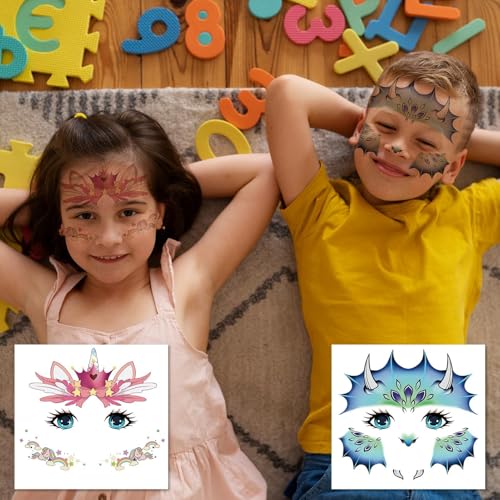 Partywind 24 Styles Face Temporary Tattoos for Kids, Dinosaur Fake Tattoo Stickers for Boys Girls Party Supplies Favors, Face Tattoos for Birthday Games, Kids Goodie Bag Stuffers - Image 5
