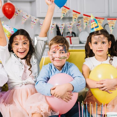 Partywind 24 Styles Face Temporary Tattoos for Kids, Dinosaur Fake Tattoo Stickers for Boys Girls Party Supplies Favors, Face Tattoos for Birthday Games, Kids Goodie Bag Stuffers - Image 4