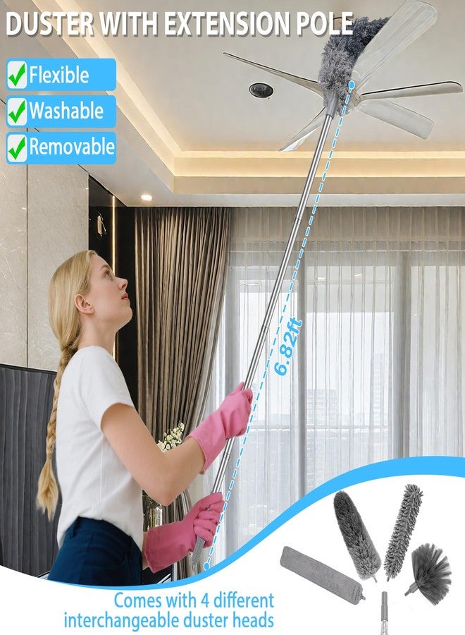 THINKWORK Microfiber Feather Duster for Car Cleaning, Car Interior Detailing Kit with High Handheld Power Vacuum Cordless, Ceiling & Fan Duster for Home Cleaning - Image 5