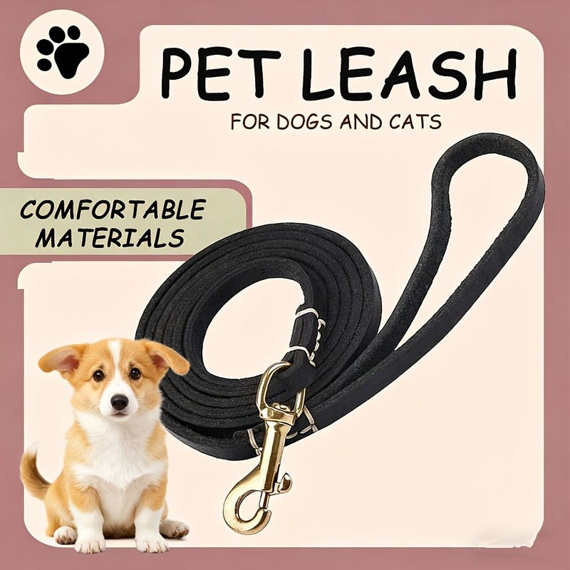 Black Leather Dog Leash For Small And Medium Dog Outdoor Training Walking - Image 1