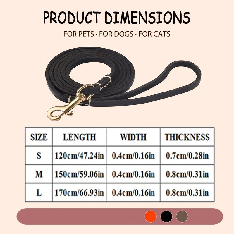 Black Leather Dog Leash For Small And Medium Dog Outdoor Training Walking - Image 2