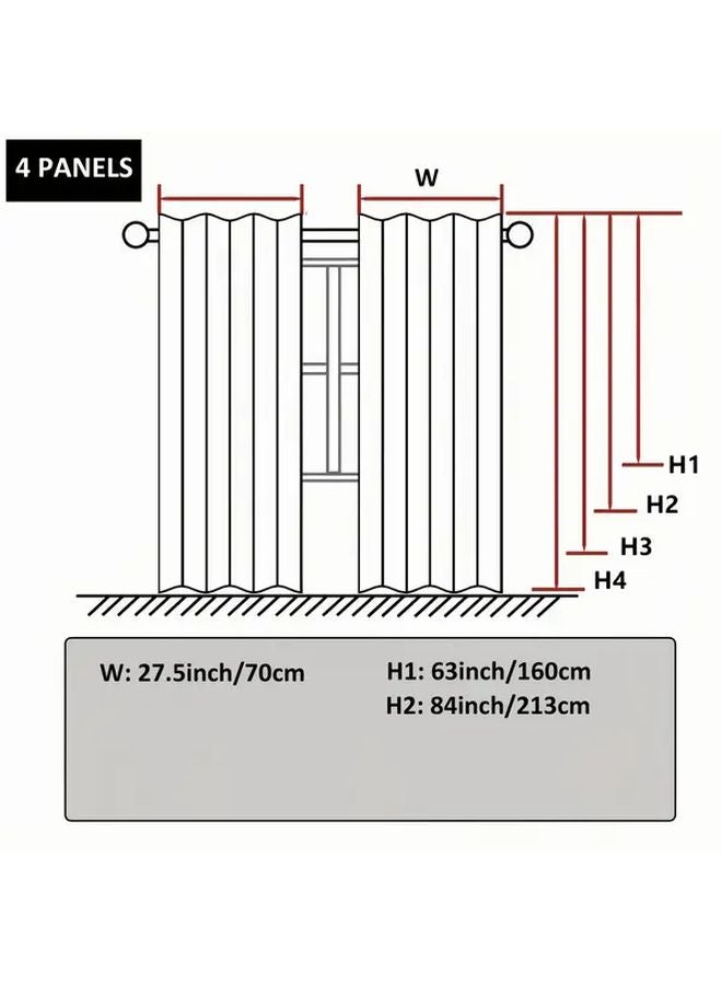 Set of 4 White Sheer Curtains 27 5x84 Inches Geometric Hexagon Embroidery Artificial Linen - Image 4