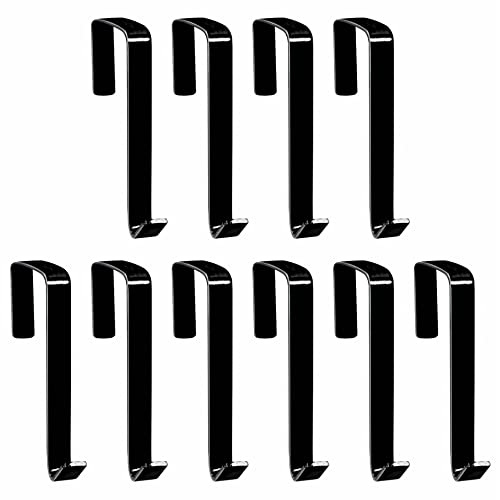 Vantasii 10 Pack Over The Door Hook, Sturdy Over Door Z-shaped Metal Hanger Heavy Duty Metal Hook Upgraded for Hanging, Towels, Clothes, Bags, Cubicle, Bathroom Use Fits 1 3/4 Inch Thick Doors (Black) - Image 1