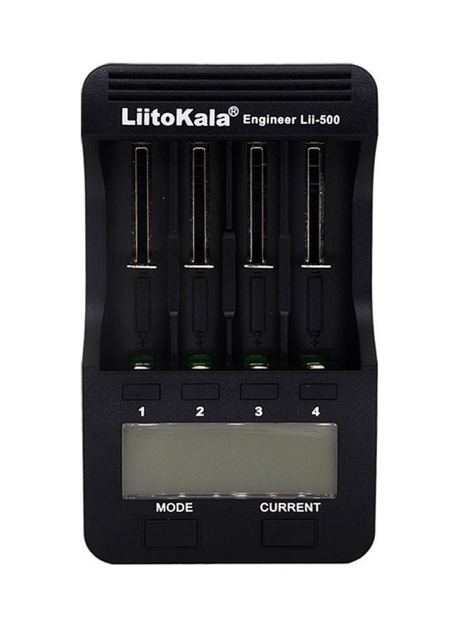 NIBEMINENT Lii-500 4-Battery Slots LCD Display Intelligent Smart Battery Charger Black - Image 1