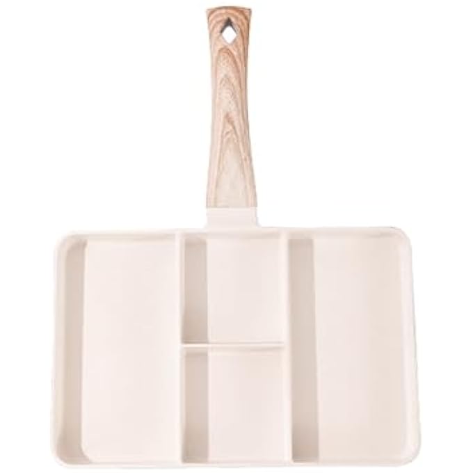 BROLEO Divided Grill Uniform Heating Aluminum 4 Section Divided Grill Pan For Frying Steak White - Image 1