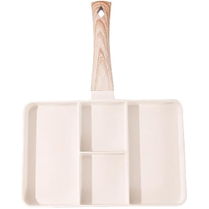 BROLEO Divided Grill Uniform Heating Aluminum 4 Section Divided Grill Pan For Frying Steak White - Image 5