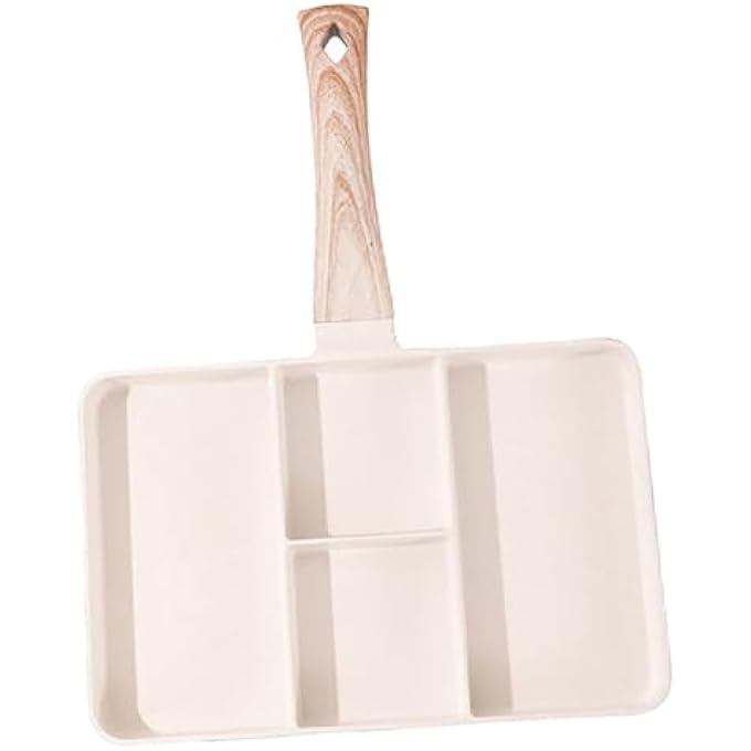 BROLEO Divided Grill Uniform Heating Aluminum 4 Section Divided Grill Pan For Frying Steak White - Image 4