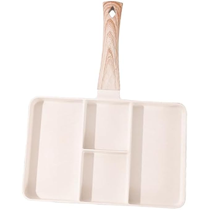 BROLEO Divided Grill Uniform Heating Aluminum 4 Section Divided Grill Pan For Frying Steak White - Image 3