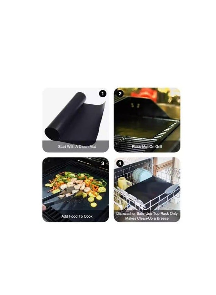 Set of 5 Non-Stick Grill Mat and Baking Mat for Grilling and Baking - Reusable, Easy to Clean, 0.25mm Thick - Image 2
