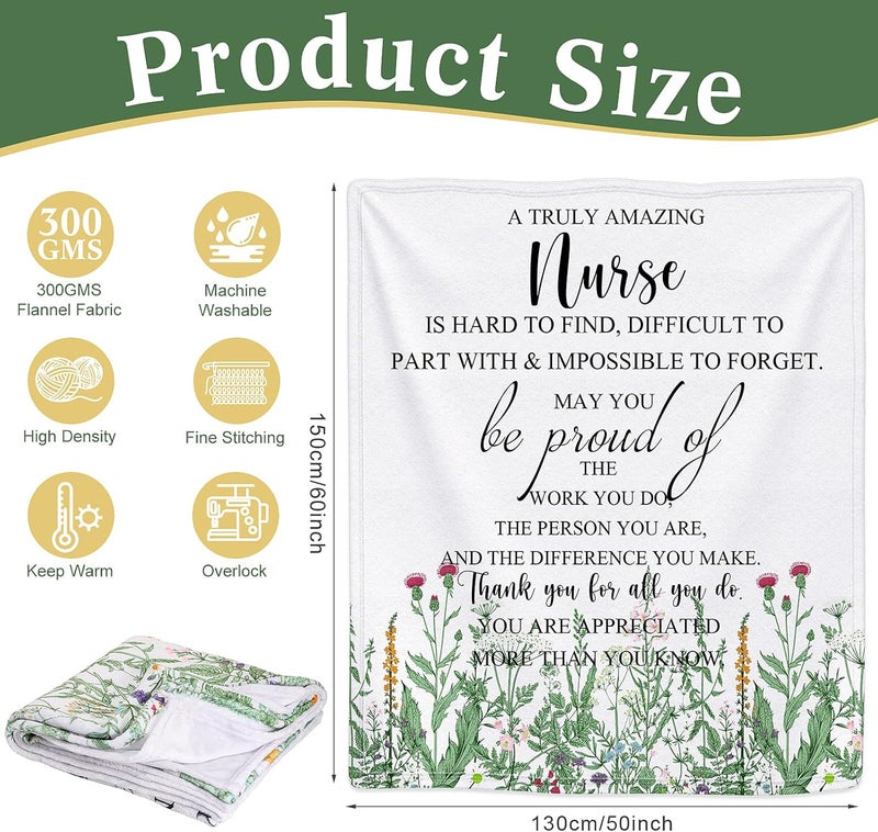 Boyiee Nurse Gifts for Women Men Soft Nurse Blanket with Appreciation Quotes 60 x 50 Throw Blanket Microfiber Polyester Flannel for Nursing Practitioner WeekDay School Graduate Birthday Gifts - Image 2