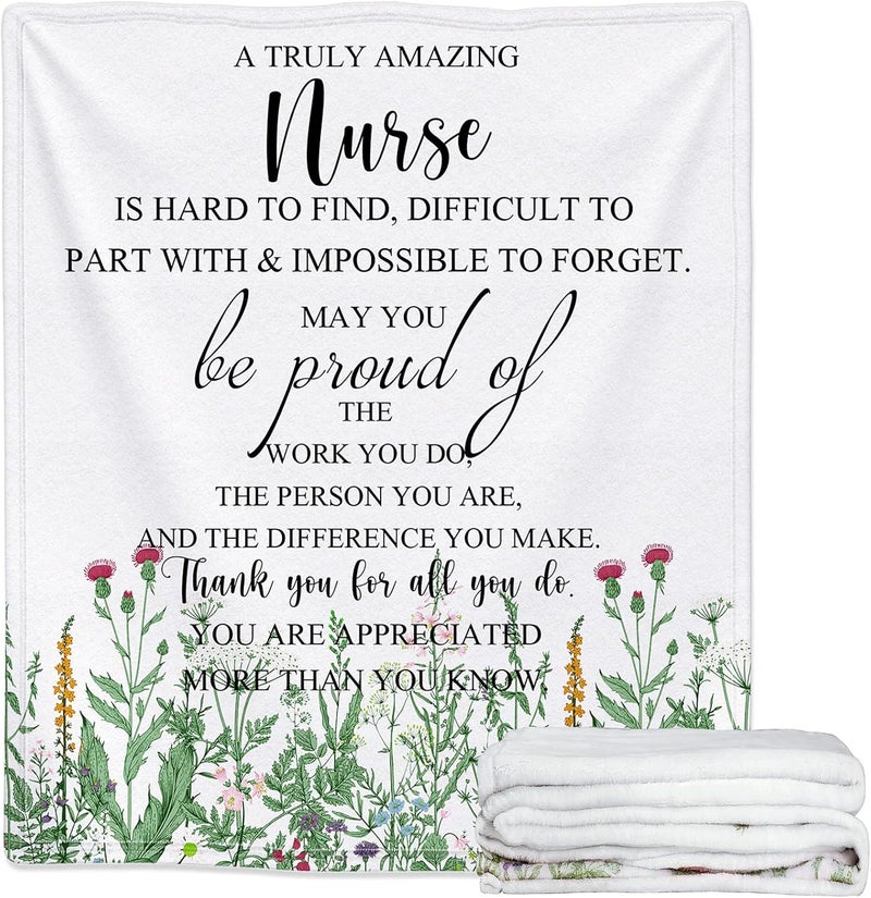 Boyiee Nurse Gifts for Women Men Soft Nurse Blanket with Appreciation Quotes 60 x 50 Throw Blanket Microfiber Polyester Flannel for Nursing Practitioner WeekDay School Graduate Birthday Gifts - Image 1