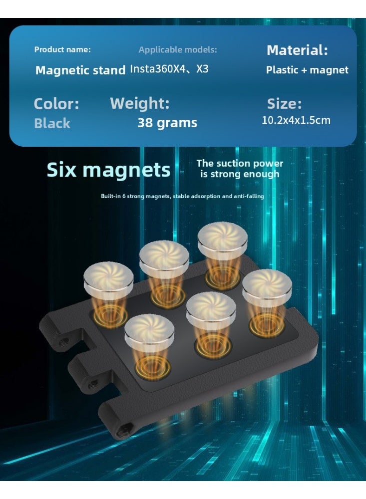 For Insta360 X3/X4/X5 Magnetic Camera Base Mount – Strong Magnetic Suction Holder with 1/4" Screw – Anti-Slip Silicone Pad, Stable Desktop & Car Mount Support - Image 4