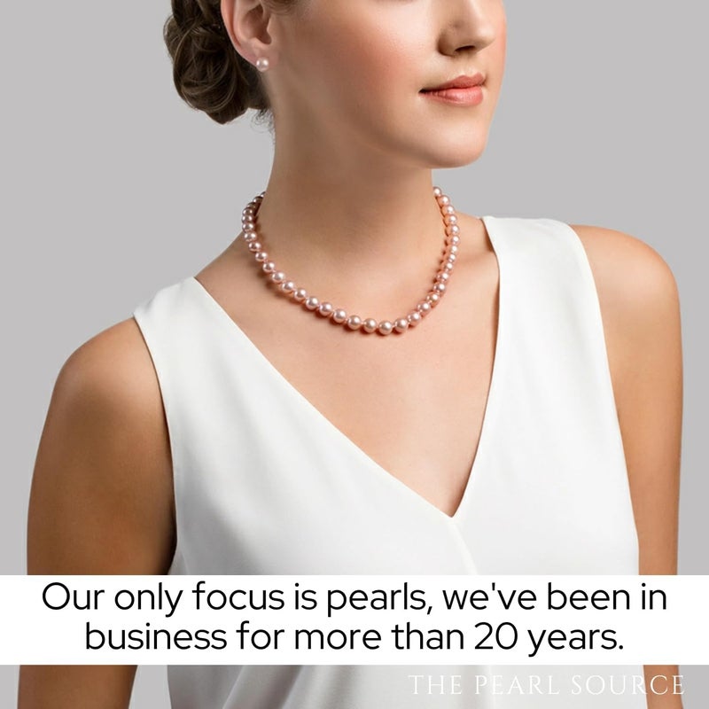 The Pearl Source 14K Gold 7-8mm AAA Quality Pink Freshwater Cultured Pearl Necklace for Women in 18" Princess Length - Image 5