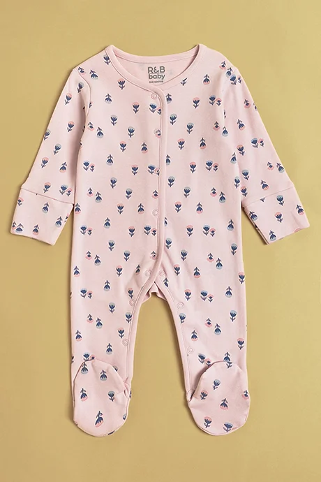 أر أند بي 3 Pack Embroidered Footed Sleepsuits with Long Sleeves