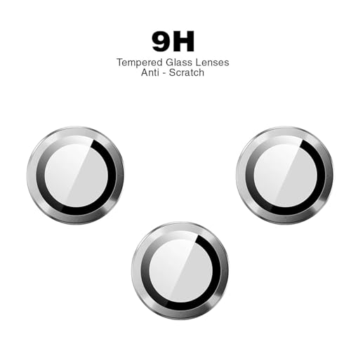FabeKee Tempered Glass Camera Lens Protector For Nothing Phone 3 9H Hardness, Full Coverage Anti Scratch Camera Metal Ring (Phone 3, Silver) - Image 3