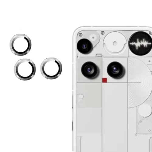 FabeKee Tempered Glass Camera Lens Protector For Nothing Phone 3 9H Hardness, Full Coverage Anti Scratch Camera Metal Ring (Phone 3, Silver) - Image 1