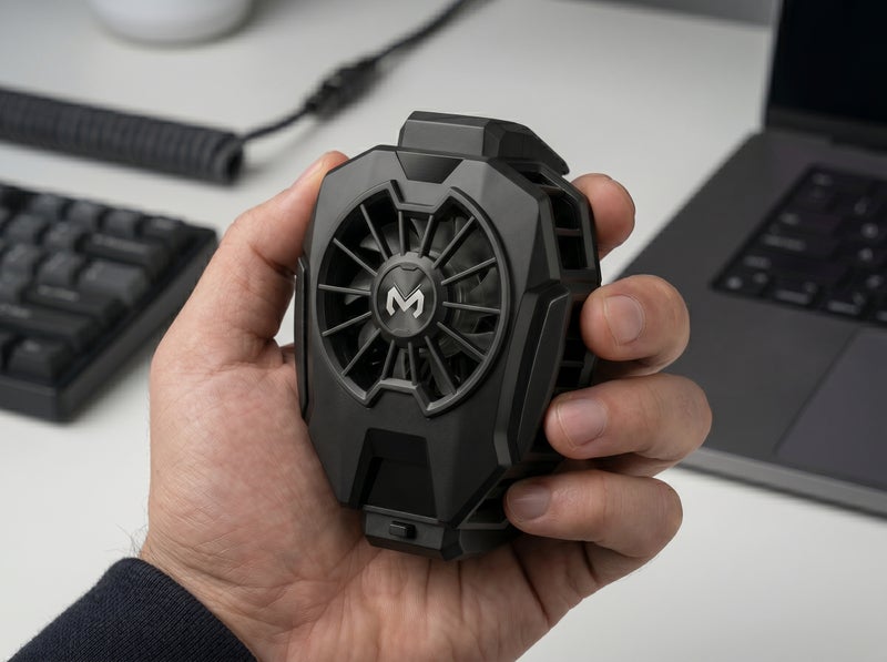 Memo Black Gaming Phone Cooler with Powerful Fan & Digital Display - Ideal for Heavy Gaming & Performance Use,Model DL05 - Image 4
