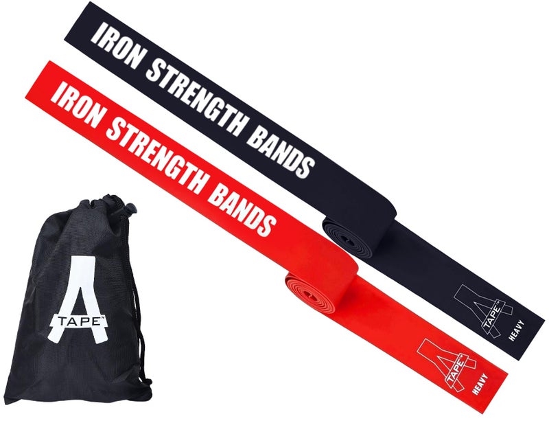 A-TAPE Muscle Floss Bands (5’ Ft Long X 2” inch Width)- Compression Bands - for Improving Movement, Increasing Circulation & Reducing Soreness (Red (Heavy) + Black (Medium)) - Image 2