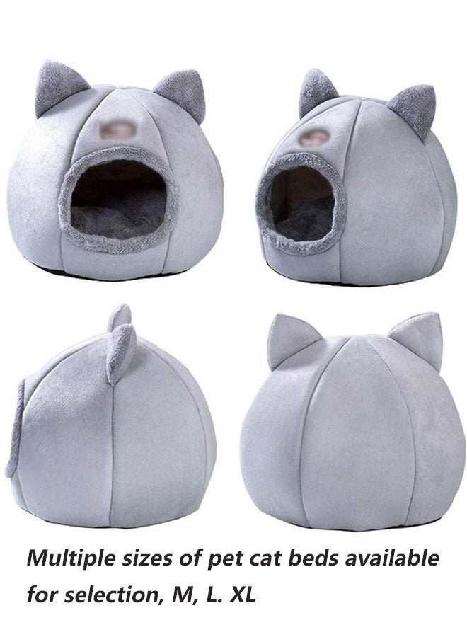 Generic 2 in 1 Semi-enclosed Cat Cave Bed Cat House Indoor Non-slip Bottom Suitable for Cats and Small Dogs Washable Luxury Cute Cat Ear Shaped House  - Image 3
