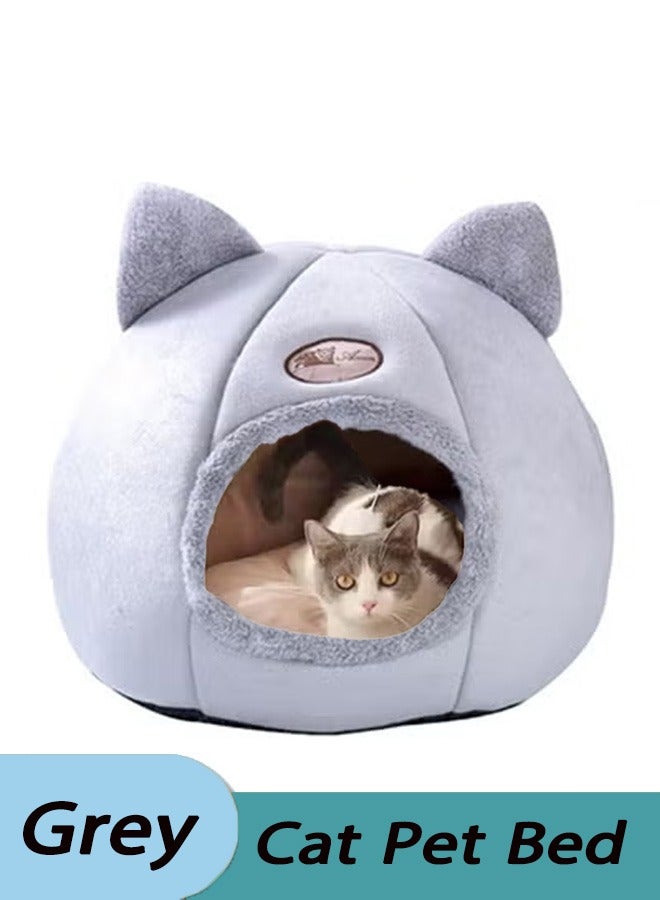 Generic 2 in 1 Semi-enclosed Cat Cave Bed Cat House Indoor Non-slip Bottom Suitable for Cats and Small Dogs Washable Luxury Cute Cat Ear Shaped House  - Image 1