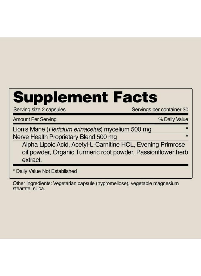 SNAP SUPPLEMENTS Nerve Health Support Supplement with Lions Mane - Improved Mental Clarity, Memory & Focus - Healthy Nerve Support Formula - Neuro Enhancer - Organic Turmeric + Other Herbs & Vitamins (60 Capsules)  - Image 4
