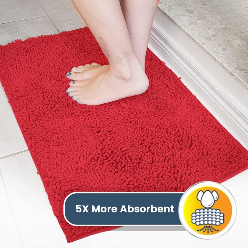 Muddy MatÂ® | Super Absorbent Door Mat Indoor, Microfiber Quick Dry Chenille Entryway Rug, Non-Slip Front Door Mat, Indoor Mats for Entryway, Machine Washable Pet Rug, Red 28"x18" - Image 3