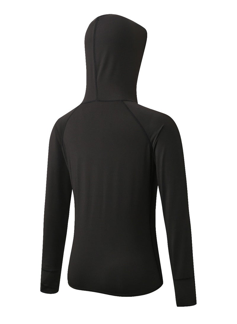 معطف نسائي سريع الجفاف ومرن قابل للتنفس باللون الأسود - Image 2