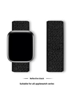 Suitable For Iwatch1-s9 Strap Light Mint/Ocean Blue Nylon Loop Velcro Wristband For Apple Watch Strap-Color:22# Reflective Black-Specifications:38/40/41mm