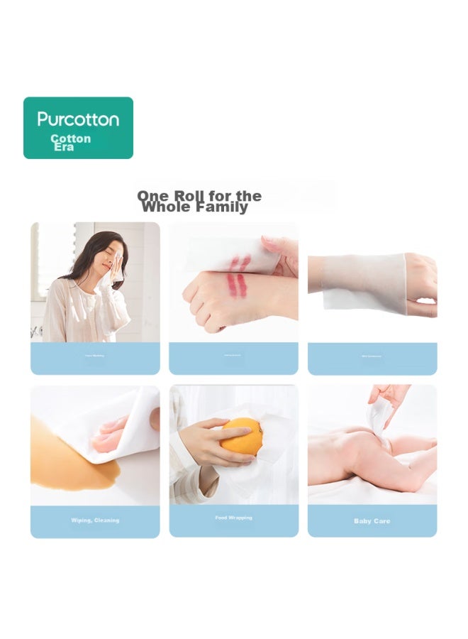 purcotton مناديل وجه بيريكتون القطنية للاستخدام مرة واحدة، قطن نقي، للاستخدام الجاف والرطب، مناديل قطنية ناعمة، مناديل تنظيف الوجه، 3 لفات - Image 4